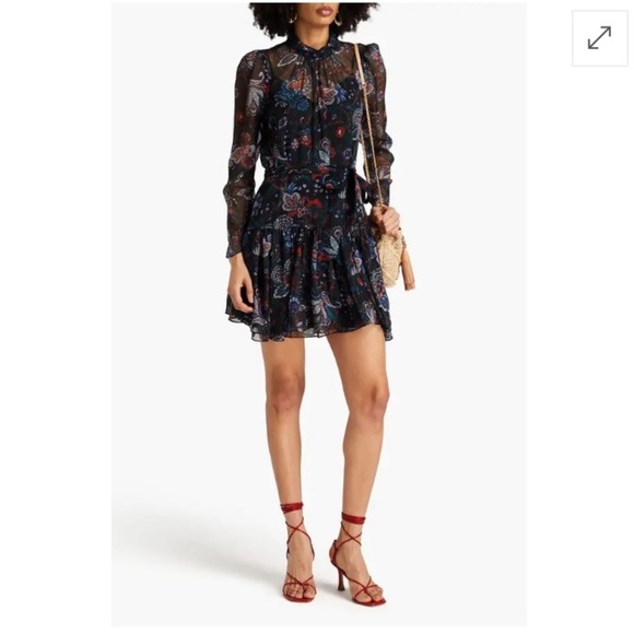 Veronica Beard Bolade Silk Georgette Paisley Tiered Mini dress Size 2 - Picture 1 of 16